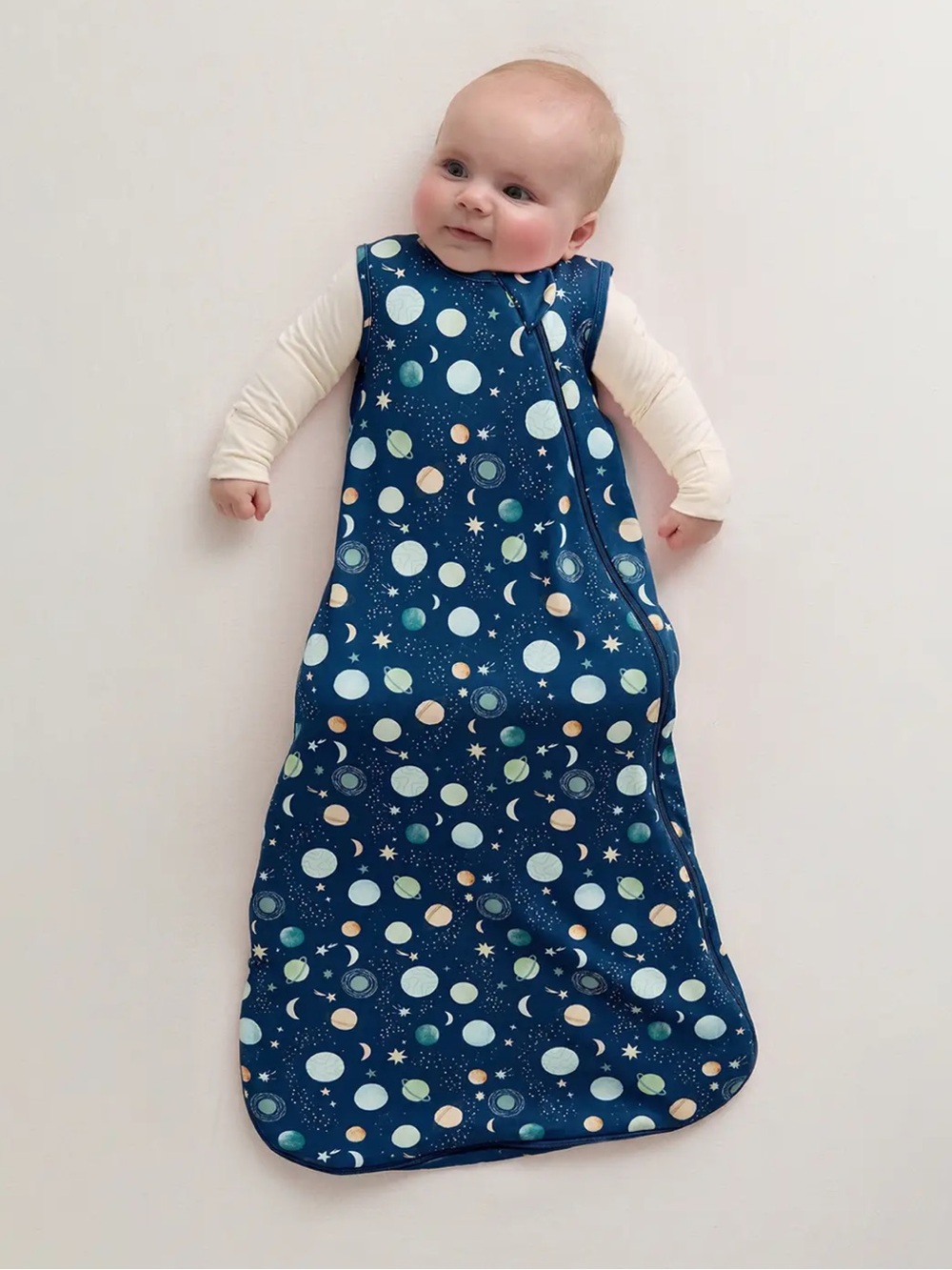 Quince Bamboo baby Sleep Sack Tog 1.0 Navy Planet Pattern, size M (new) - Picture 2 of 6
